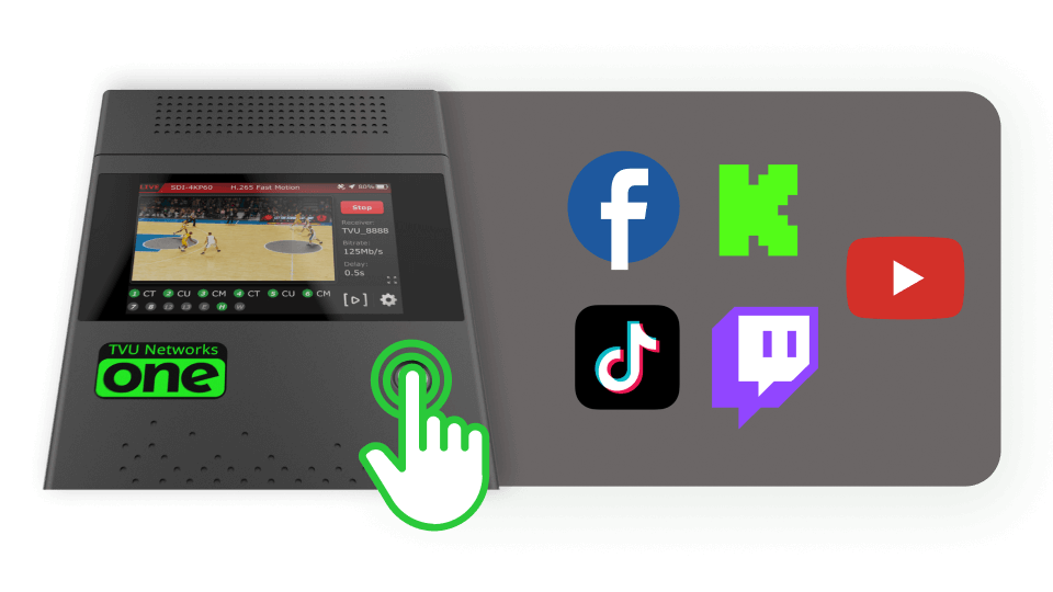 Go live to any of your social platforms with just one click from the TVU one IRL Backpack